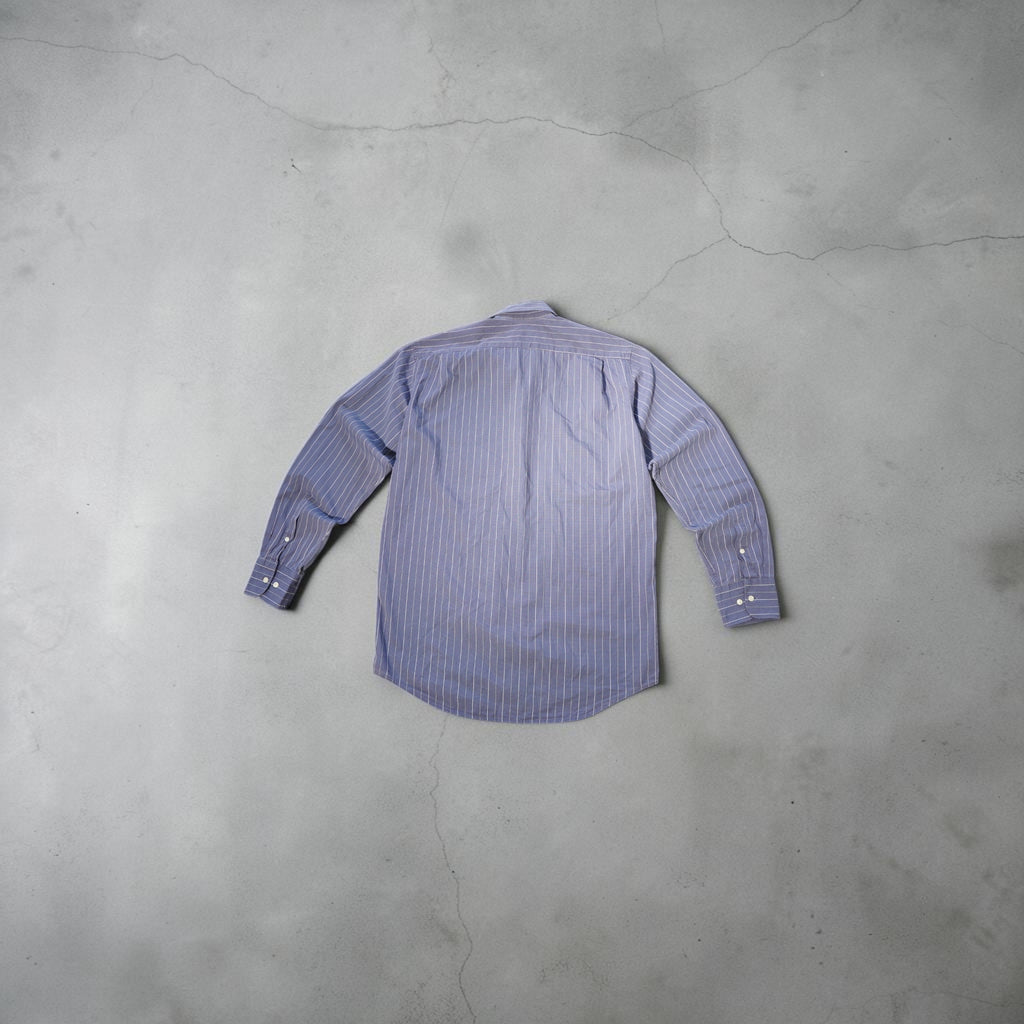 Vintage Lacoste Pinstripe Shirt – Navy Striped (Size M)