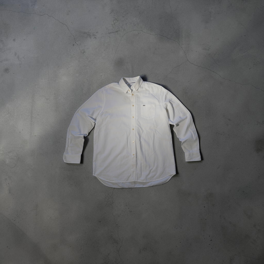 Vintage Lacoste Shirt – Pure White (Classic, Size XL)