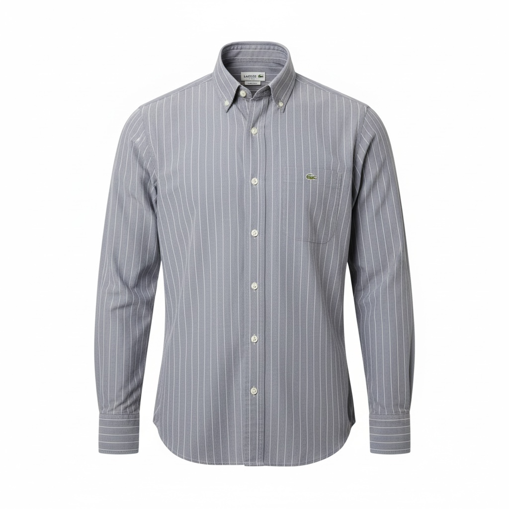 Vintage Lacoste Pinstripe Shirt – Navy Striped (Size M)