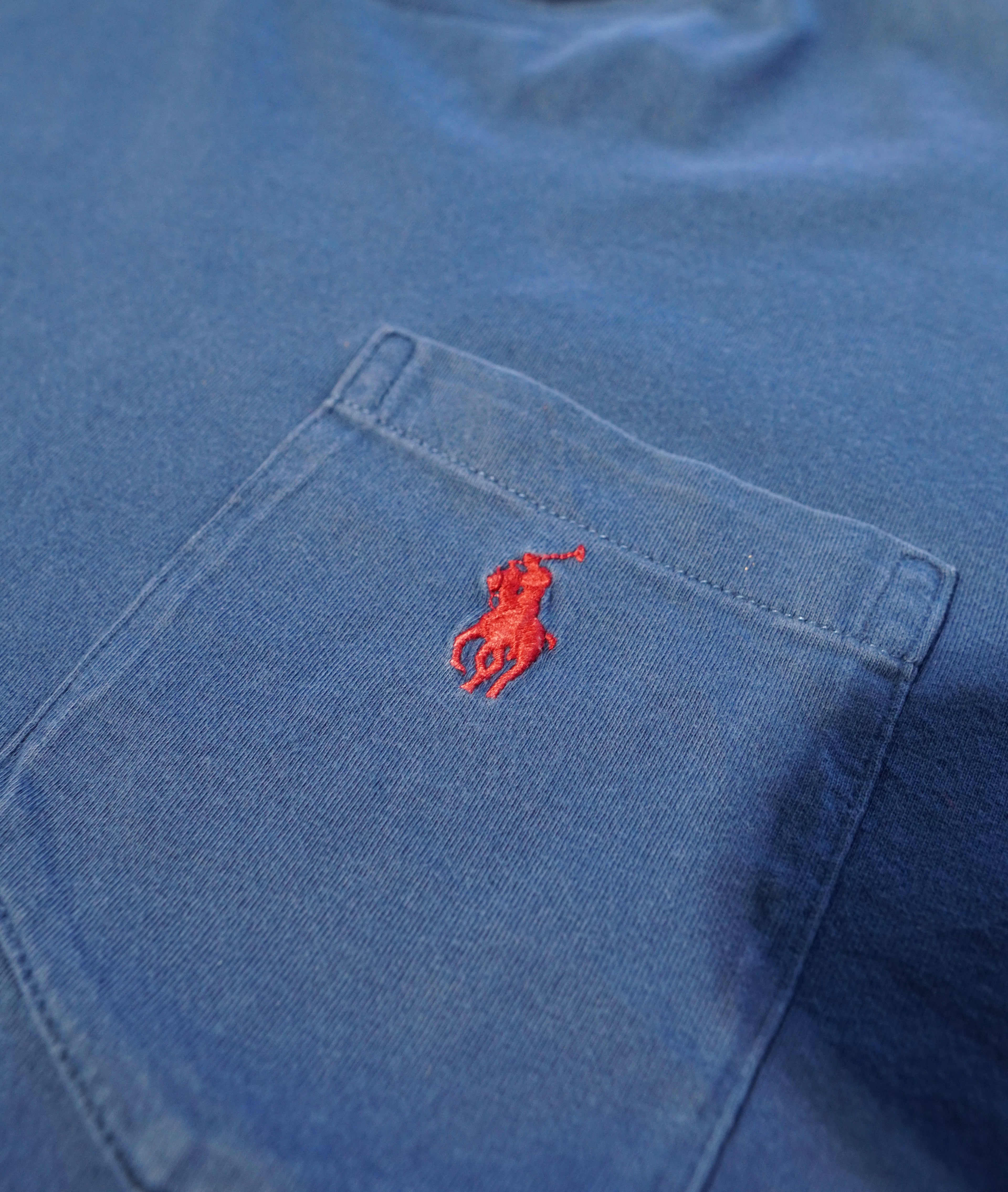 Vintage Ralph Lauren Pocket T-Shirt – Faded Blue (Size M)