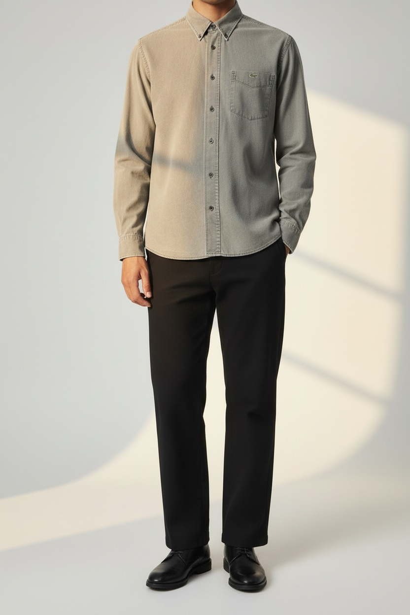 Vintage Lacoste Shirt – Faded Anthracite (Premium Cotton, Size M)