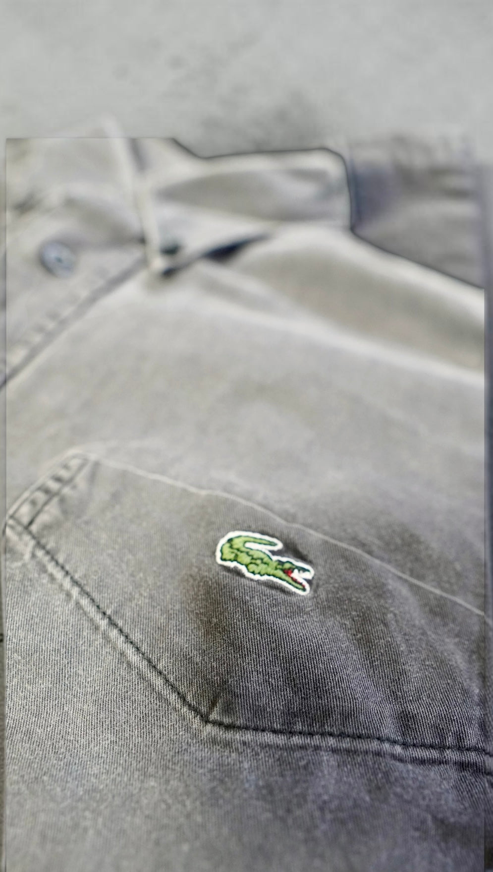 Vintage Lacoste Shirt – Faded Anthracite (Premium Cotton, Size M)