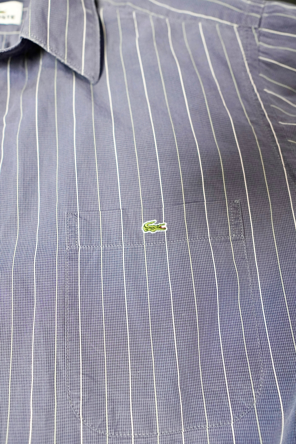 Vintage Lacoste Pinstripe Shirt – Navy Striped (Size M)