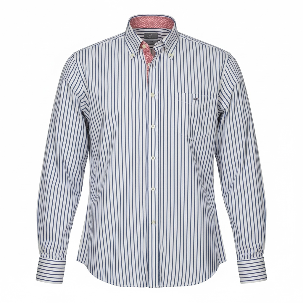 Vintage Lacoste Button-Down Shirt – Blue/White Striped (Size L)