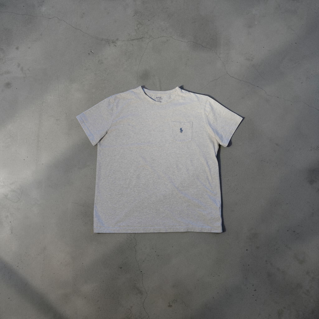 Vintage Ralph Lauren Pocket T-Shirt – Heather Grey (Size M)