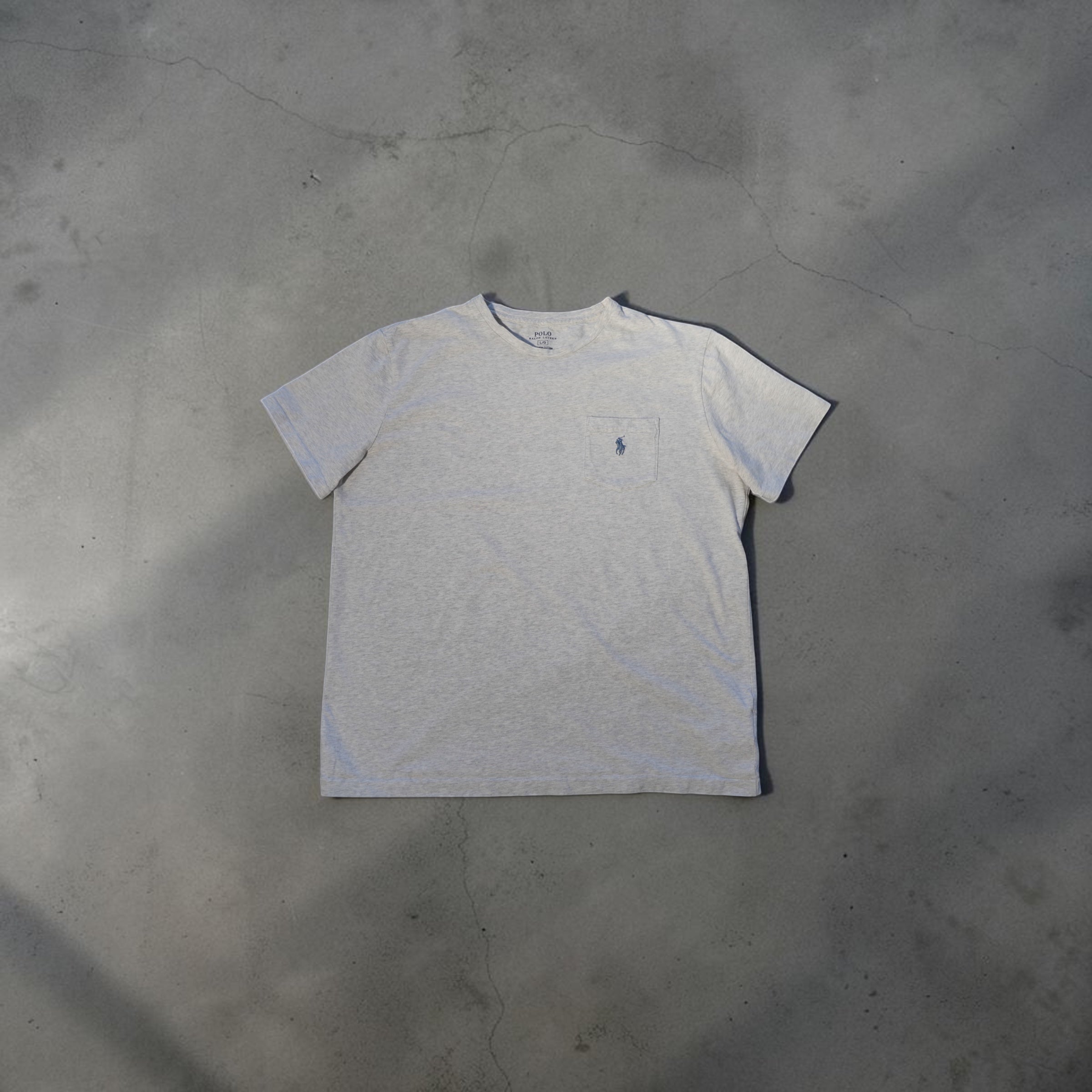 Vintage Ralph Lauren Pocket T-Shirt – Heather Grey (Size M)