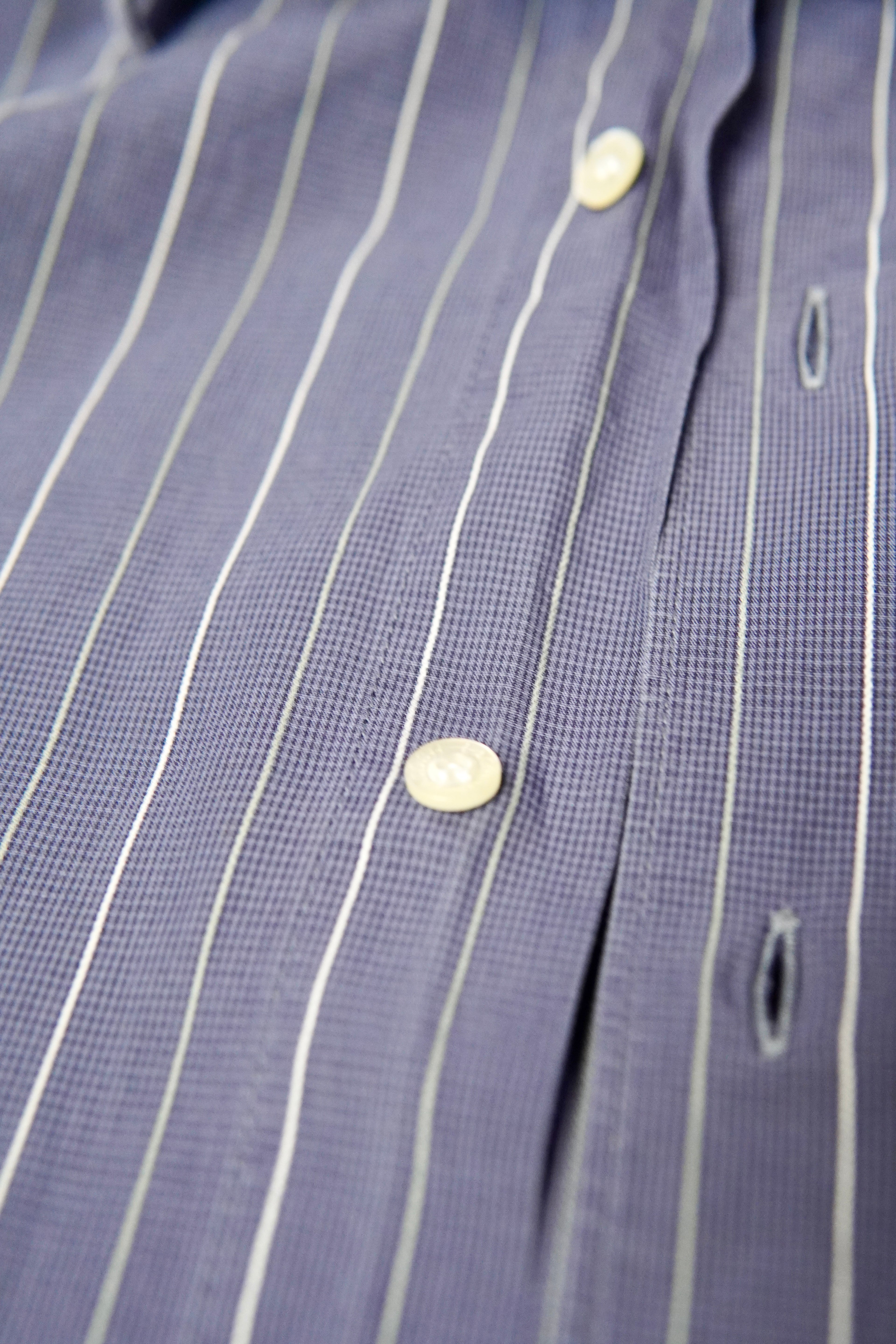 Vintage Lacoste Pinstripe Shirt – Navy Striped (Size M)