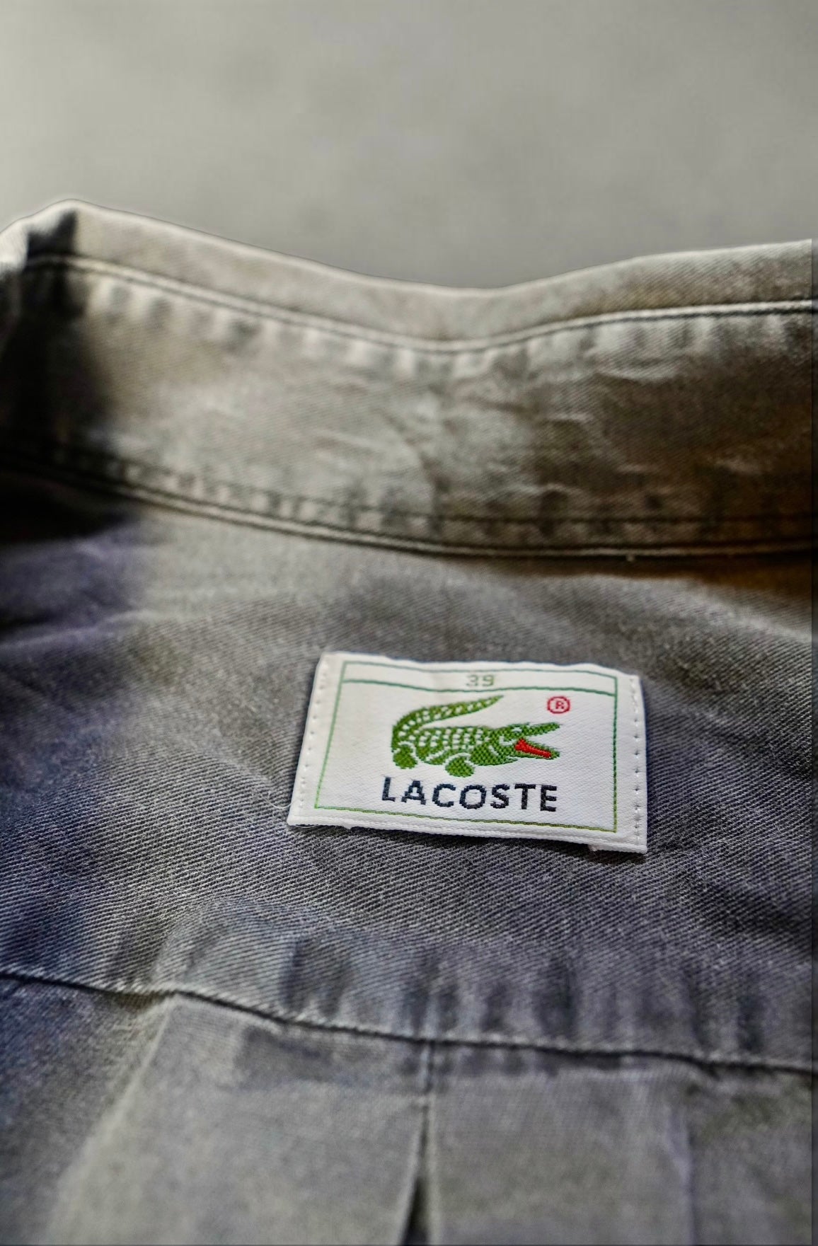 Vintage Lacoste Shirt – Faded Anthracite (Premium Cotton, Size M)
