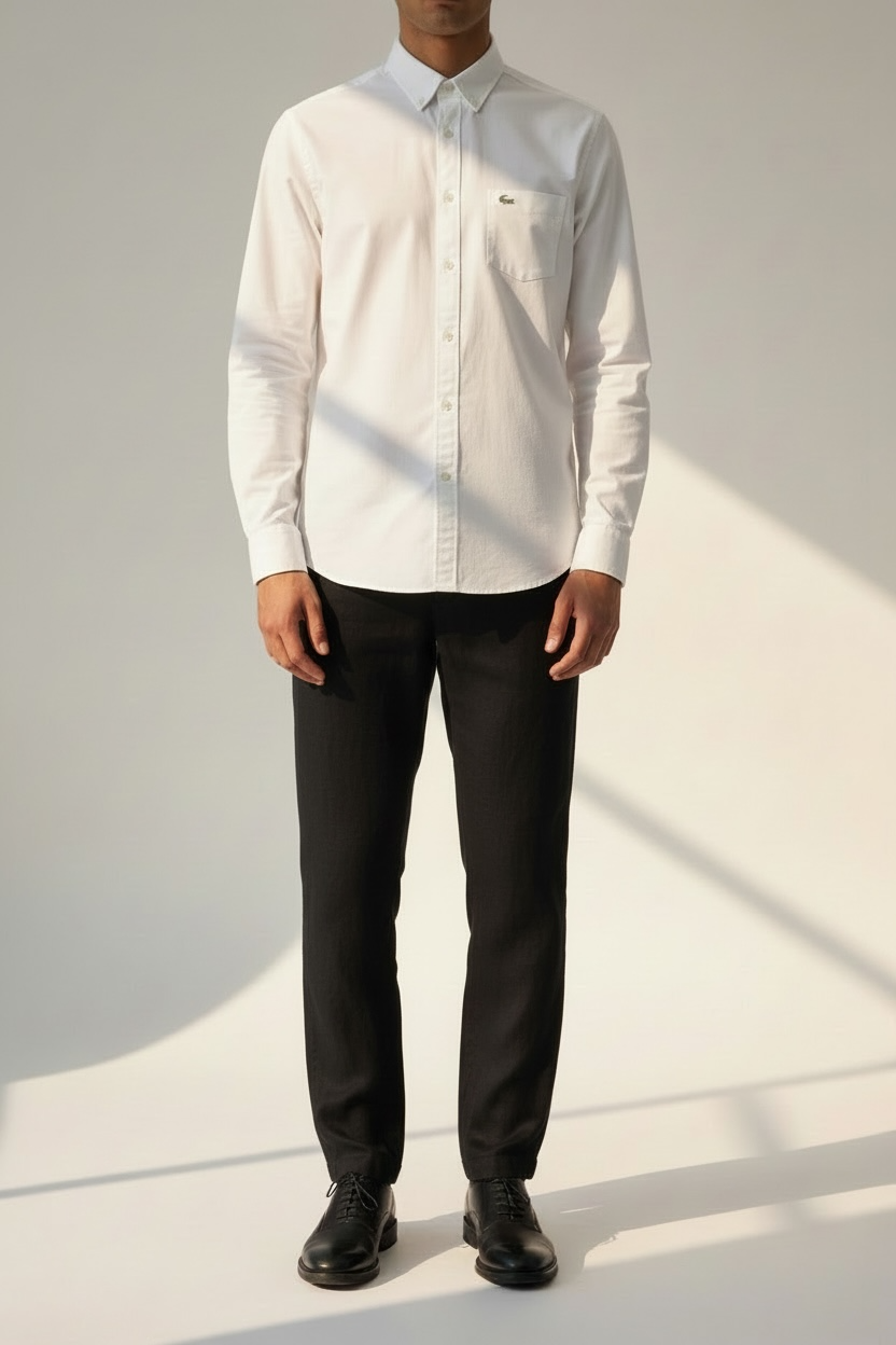 Vintage Lacoste Shirt – Pure White (Classic, Size XL)