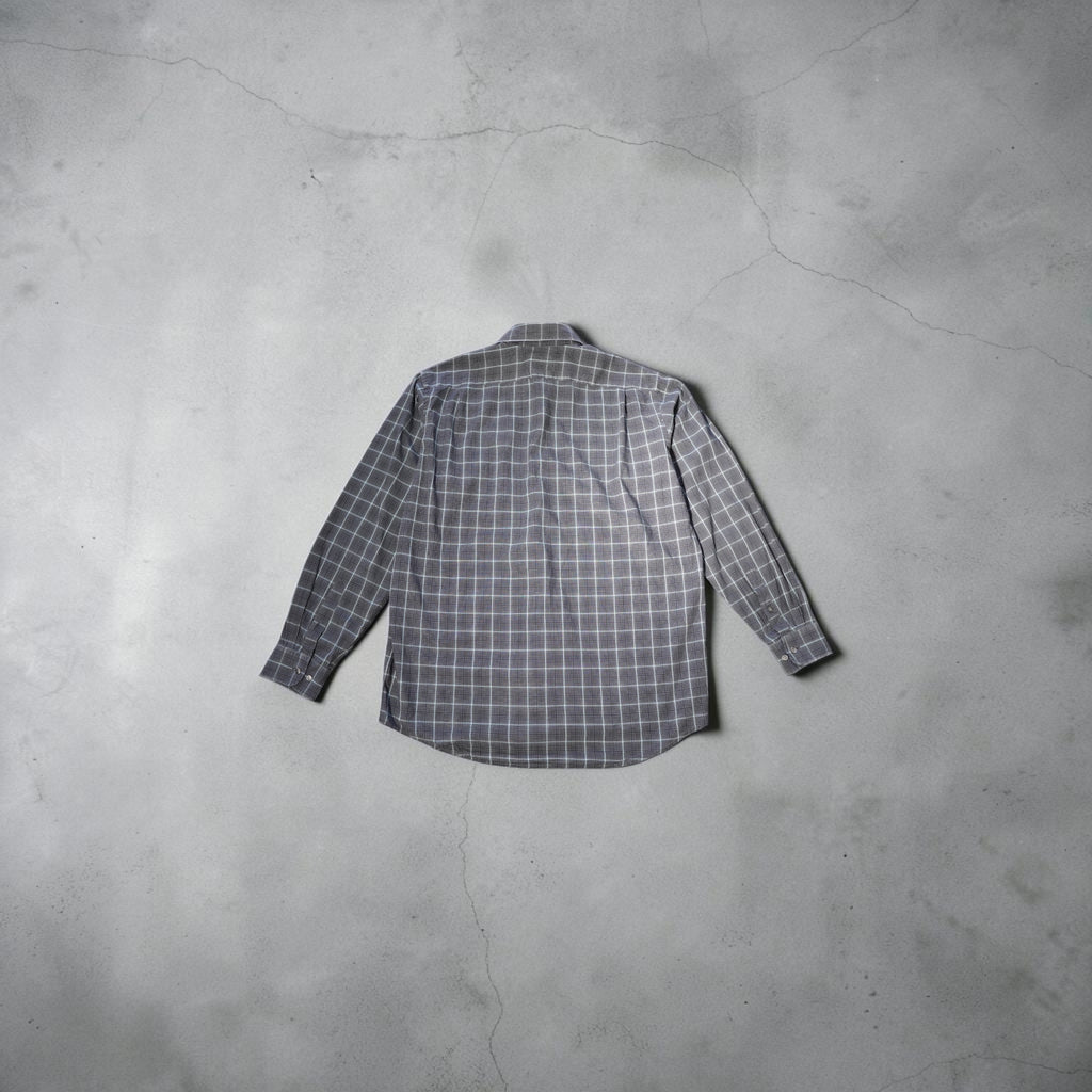 Vintage Lacoste Windowpane Shirt – Dark Navy & Neon Blue (Size L)