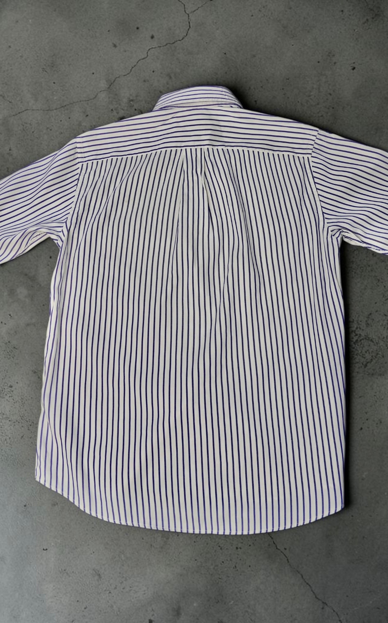 Vintage Lacoste Button-Down Shirt – Blue/White Striped (Size L)