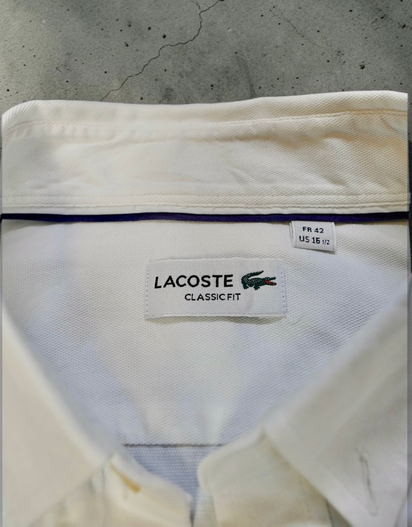Vintage Lacoste Shirt – Pure White (Classic, Size XL)