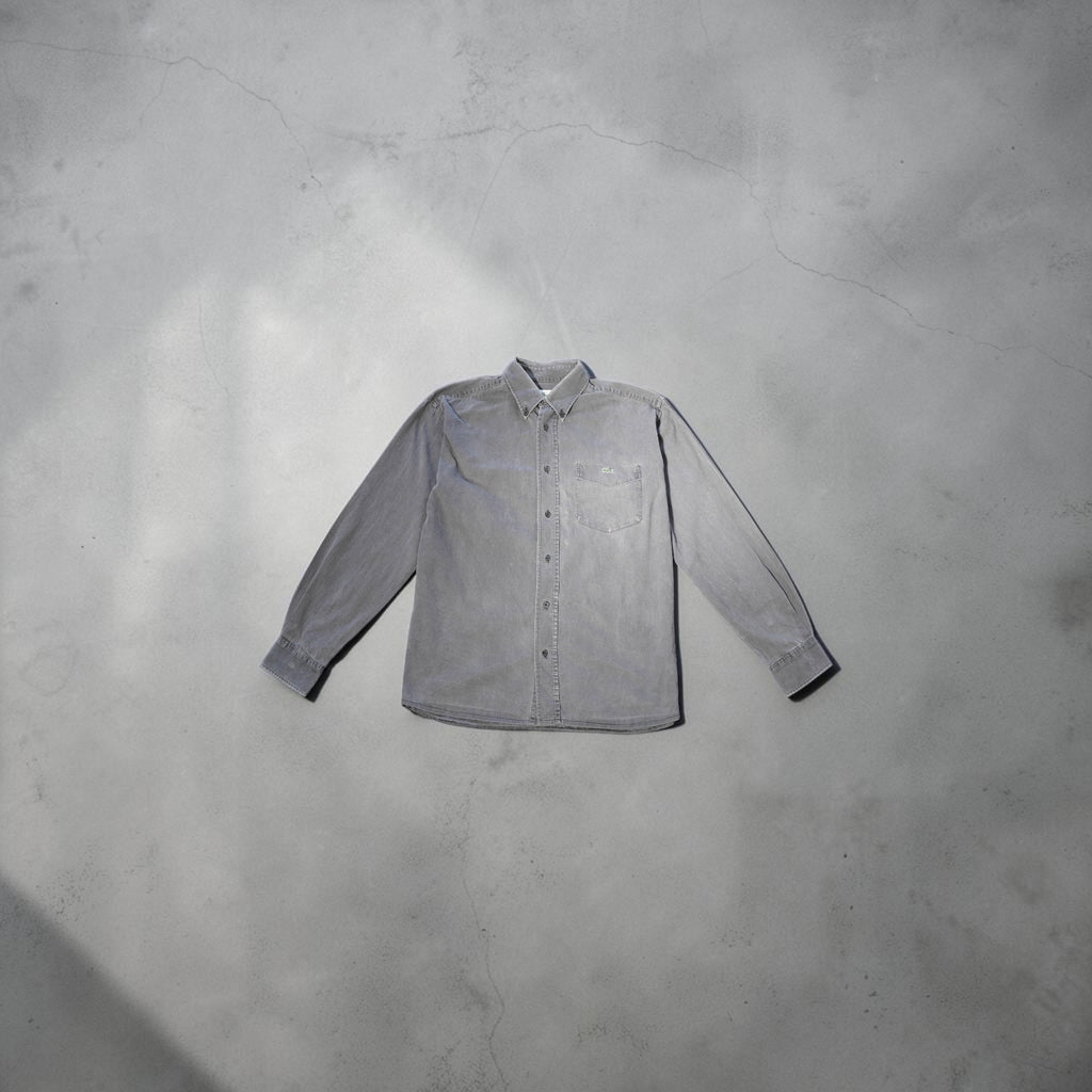 Vintage Lacoste Shirt – Faded Anthracite (Premium Cotton, Size M)