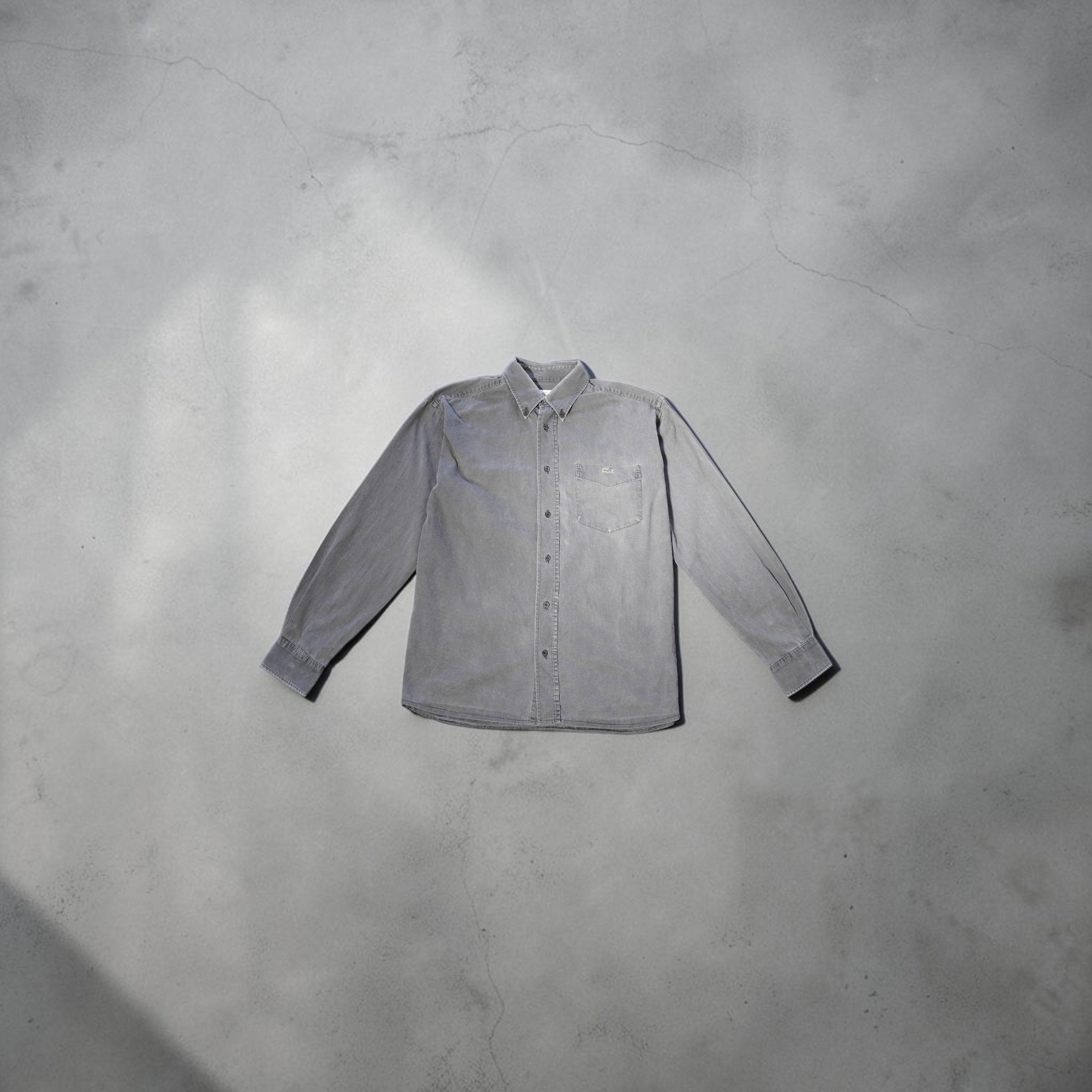 Vintage Lacoste Shirt – Faded Anthracite (Premium Cotton, Size M)
