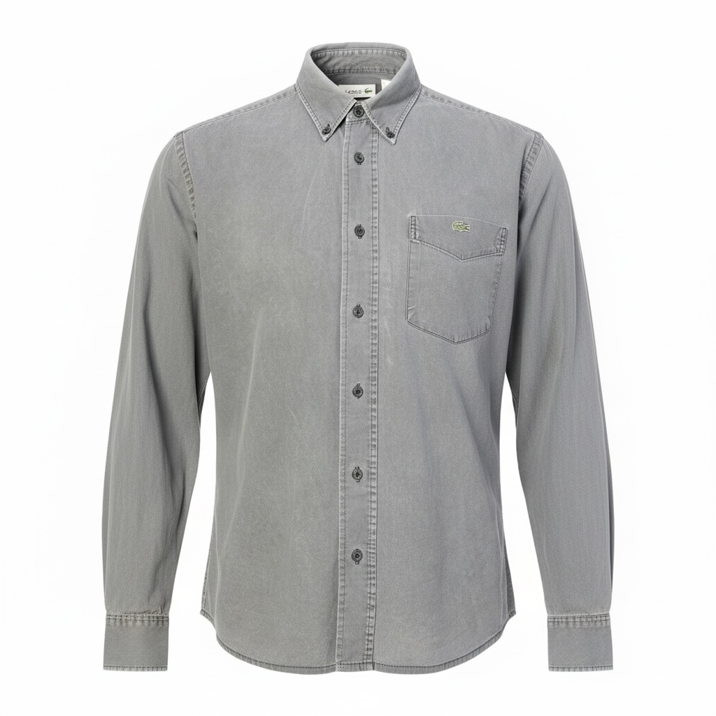Vintage Lacoste Shirt – Faded Anthracite (Premium Cotton, Size M)