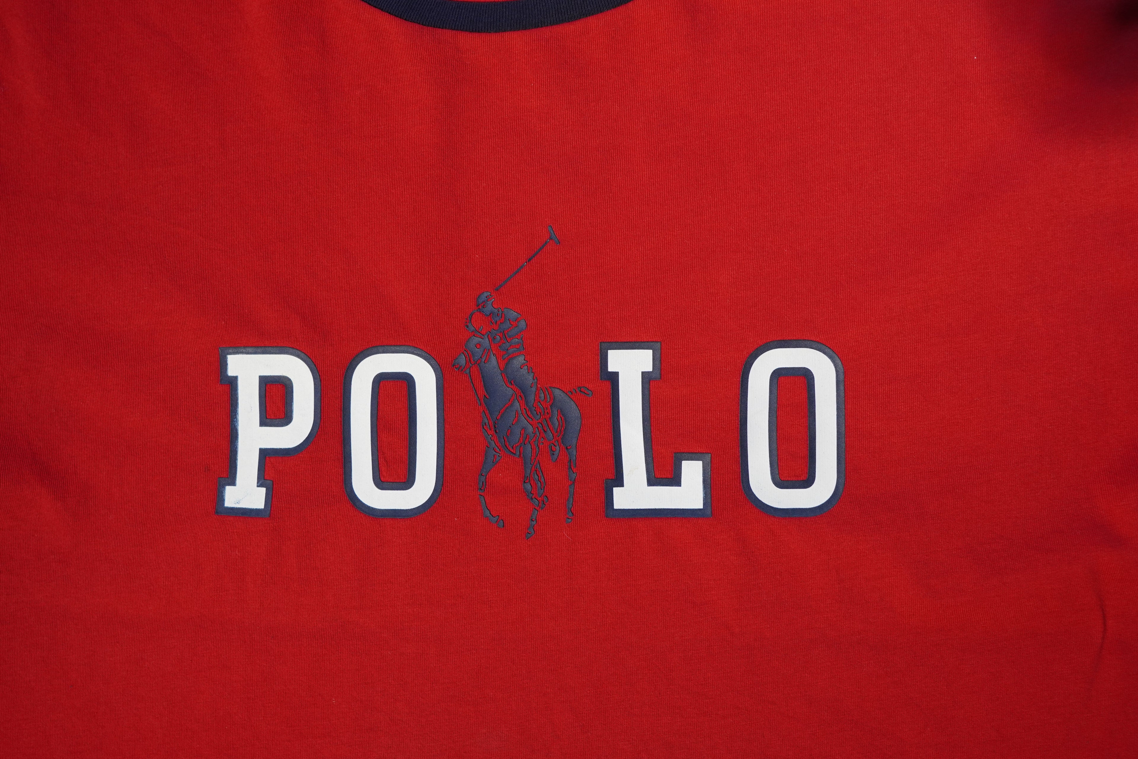 Vintage Ralph Lauren "POLO" Graphic T-Shirt – Red (Size XL)