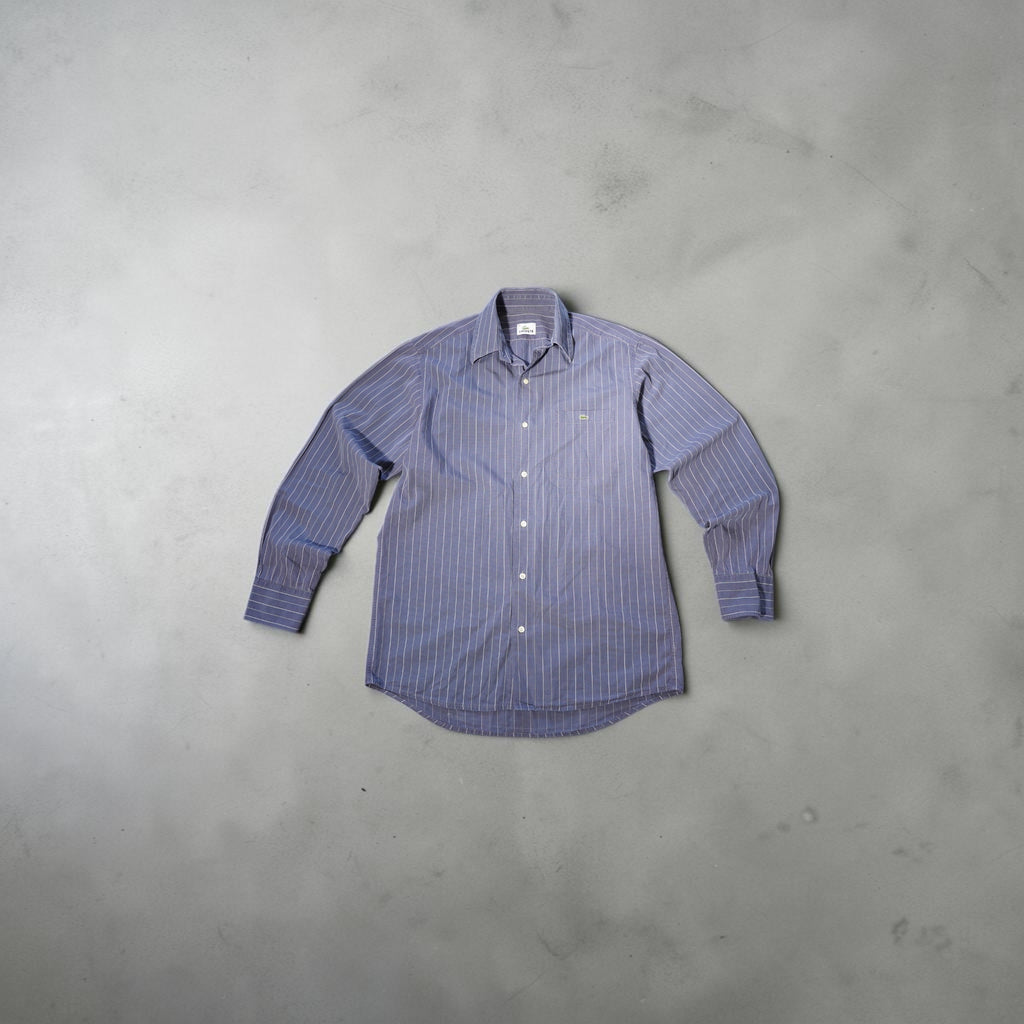 Vintage Lacoste Pinstripe Shirt – Navy Striped (Size M)
