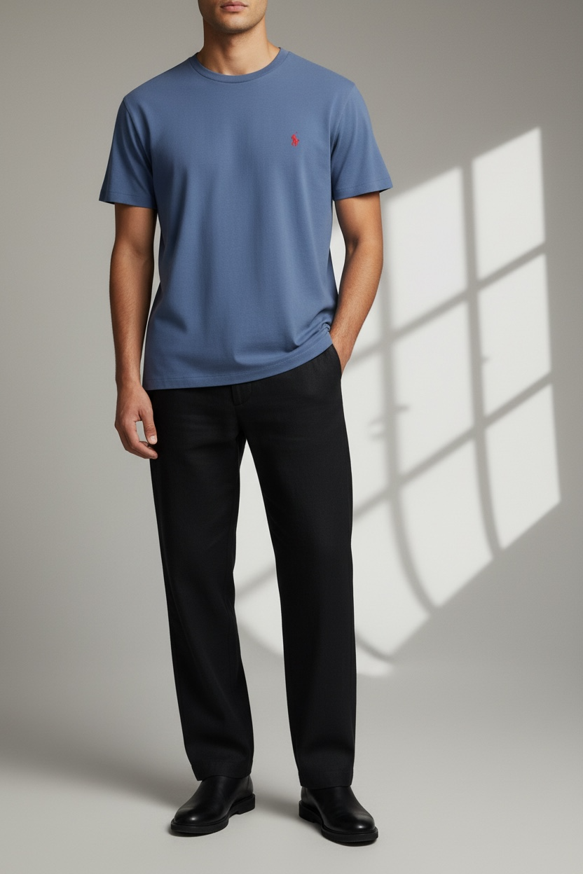 Vintage Ralph Lauren Pocket T-Shirt – Faded Blue (Size M)